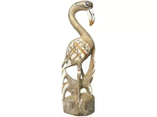 Rzeźba Drewniana Figurka PTAK Flaming Rękodzieło 30cm